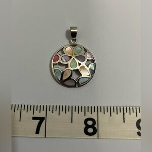 Flower Inlay Sterling Silver Pendant